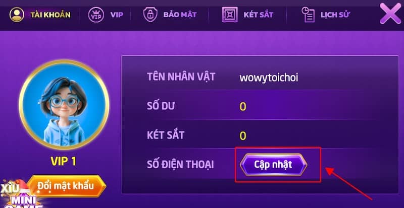 Chọn cập nhật số điện thoại Chọn cập nhật số điện thoại